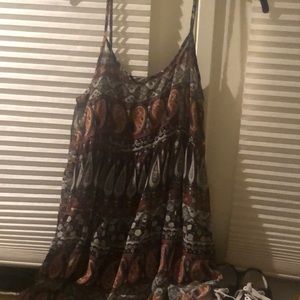 Teal, orange, brown daisy shoppe floral dress